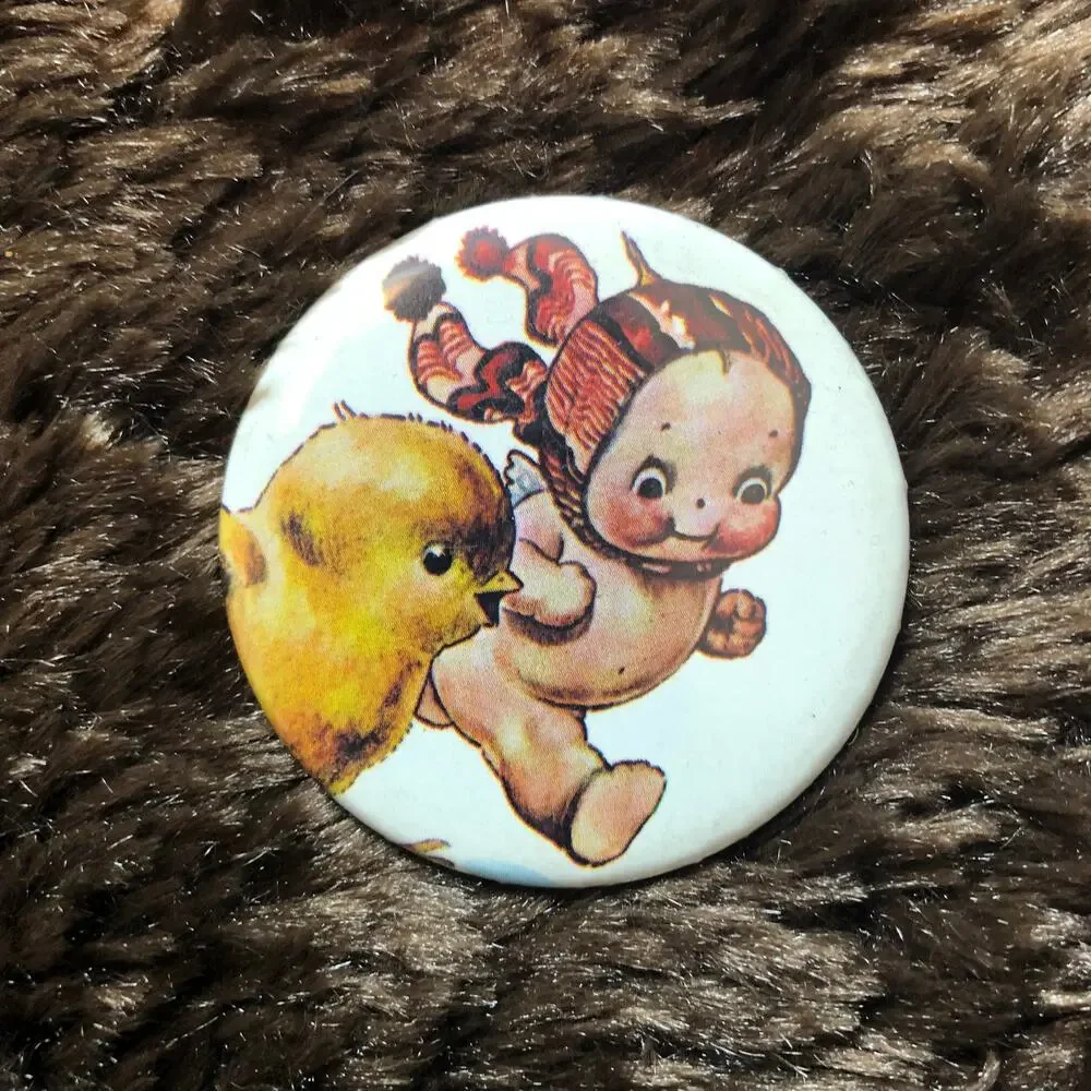Vintage Running Kewpie & Bird Artwork Mirror